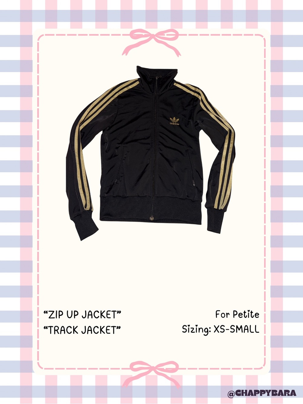 adidas Black Jacket with Gold Stripe Details